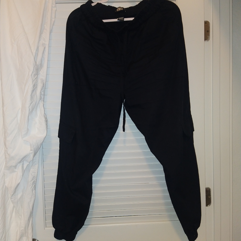 Rewash black cotton cargo pants